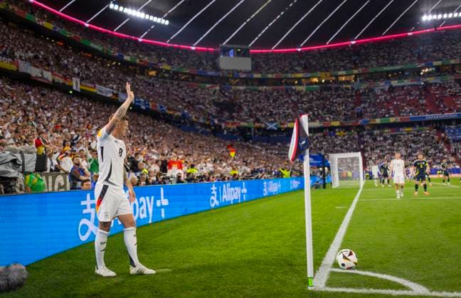 Munich, Germany. 14th Jun 2024. Corner by Toni Kroos (DFB) Germany - Scotland Deutschland - Schottland 14.06.2024