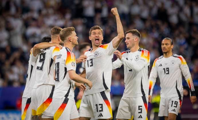 Munich, Germany. 14th Jun 2024. Goal celebration Niclas Füllkrug (DFB) Thomas Müller (DFB) Maximilian Mittelstädt (DFB) Germany - Scotland Deutschland - Schottland 14.06.2024