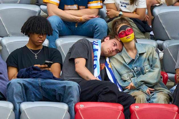 Heidi Klum (GNTM) with husband Tom Kaulitz and four childs Lou (next to her), Johan, Henry and Leni with boyfriend Aris Rachevsky in the group stage match GERMANY - SCOTLAND 5-1 of the UEFA European Championships 2024 on Jun 14, 2024 in Munich, Germany.