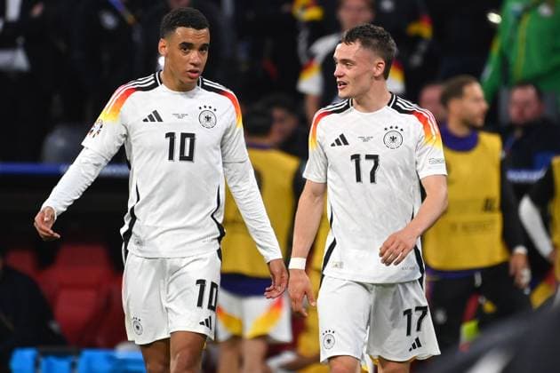 v.li:WUSIALA: Jamal MUSIALA (GER), Florian Wirtz (GER),Aktion. Gruppenphase Gruppe A Deutschland (GER) - Schottland (SCO) 5-1 am 14.06.2024 Fussball Arena Muenchen, Fussball UEFA EURO, EM, Europameisterschaft,Fussball 2024 GERMANY vom 14.06.2024 - 14.07.2024.