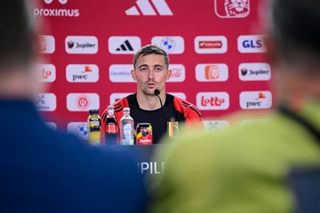 Belgium Media Activities - UEFA EURO, EM, Europameisterschaft,Fussball 2024 15 06 2024 FREIBERG AM NECKA, GERMANY - JUNE 15 : Castagne Timothy defender of Belgium talking to the press during a press conference, PK, Pressekonferenz of the Belgian Red Devils at the UEFA EURO 2024 European Football Championship tournament on June 15, 2024 in Freiberg am Necka, Germany, 15 06 2024 Freiberg am Necka Germany  Copyright: xPeterxDexVoechtx