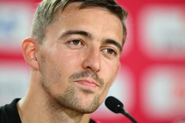 Belgium Media Activities - UEFA EURO, EM, Europameisterschaft,Fussball 2024 15 06 2024 FREIBERG AM NECKA, GERMANY - JUNE 15 : Castagne Timothy defender of Belgium talking to the press during a press conference, PK, Pressekonferenz of the Belgian Red Devils at the UEFA EURO 2024 European Football Championship tournament on June 15, 2024 in Freiberg am Necka, Germany, 15 06 2024 Freiberg am Necka Germany  Copyright: xVincentxKalutx
