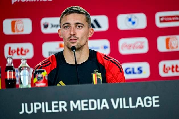 Belgium Media Activities - UEFA EURO, EM, Europameisterschaft,Fussball 2024 15 06 2024 FREIBERG AM NECKA, GERMANY - JUNE 15 : Castagne Timothy defender of Belgium talking to the press during a press conference, PK, Pressekonferenz of the Belgian Red Devils at the UEFA EURO 2024 European Football Championship tournament on June 15, 2024 in Freiberg am Necka, Germany, 15 06 2024 Freiberg am Necka Germany  Copyright: xPeterxDexVoechtx