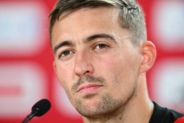Belgium Media Activities - UEFA EURO, EM, Europameisterschaft,Fussball 2024 15 06 2024 FREIBERG AM NECKA, GERMANY - JUNE 15 : Castagne Timothy defender of Belgium talking to the press during a press conference, PK, Pressekonferenz of the Belgian Red Devils at the UEFA EURO 2024 European Football Championship tournament on June 15, 2024 in Freiberg am Necka, Germany, 15 06 2024 Freiberg am Necka Germany  Copyright: xVincentxKalutx