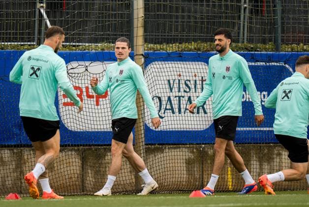 SOCCER - UEFA EURO, EM, Europameisterschaft,Fussball 2024 BERLIN,GERMANY,15.JUN.24 - SOCCER -UEFA EURO 2024, OEFB, Oesterreichischer Fussball-Bund, training. Image shows Marcel Sabitzer and Florian Grillitsch (AUT).  GEPAxpictures xJohannesxFriedl