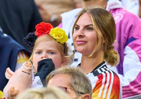 Lisa, wife of Niclas Fuellkrug, Füllkrug, DFB 9 with daughter, Tochter Emilia in the group stage match GERMANY - SCOTLAND 5-1 of the UEFA European Championships 2024 on Jun 14, 2024 in Munich, Germany.