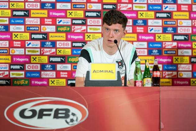 SOCCER - UEFA EURO, EM, Europameisterschaft,Fussball 2024 BERLIN,GERMANY,15.JUN.24 - SOCCER -UEFA EURO 2024, OEFB, Oesterreichischer Fussball-Bund, press conference, PK, Pressekonferenz Image shows Michael Gregoritsch (AUT). GEPAxpictures xJohannesxFriedl