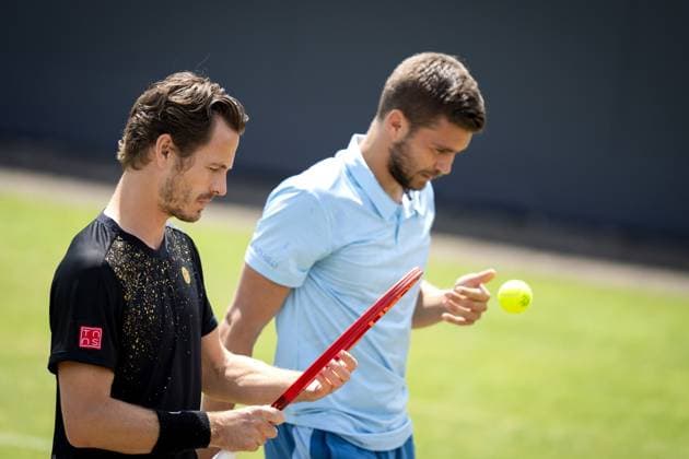 ROSMALEN - Wesley Koolhof (NED) and Nikola Mektic (CRO) in action against Nathaniel Lammons (USA) and Jackson Withrow (USA) during the men s doubles final of the Libema Open tennis tournament in Rosmalen. ANP SANDER KONING xVIxANPxSportx xxANPxIVx 501139083 originalFilename: 501139083.jpg