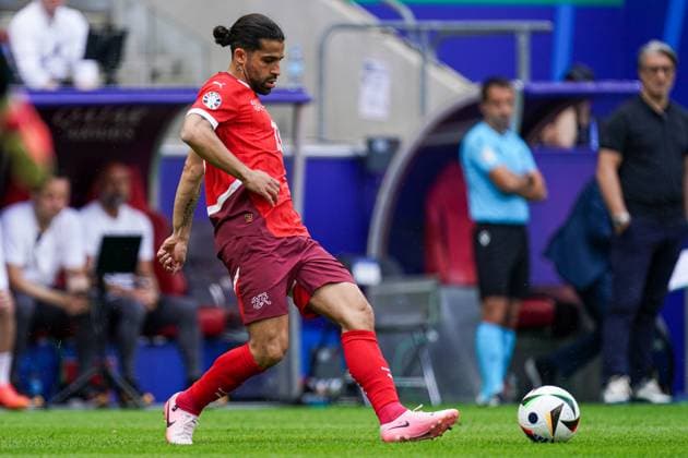2024-06-15 Hungary v Switzerland - Group A - UEFA EURO, EM, Europameisterschaft,Fussball 2024 COLOGNE, GERMANY - JUNE 15: Ricardo Ivan Rodriguez Araya of Switzerland makes a pass during the Group A - UEFA EURO 2024 match between Hungary and Switzerland at Cologne Stadium on June 15, 2024 in Cologne, Germany. (Photo by Joris Verwijst BSR Agency) Cologne Germany Content not available for redistribution in The Netherlands directly or indirectly through any third parties. Copyright: xBSRxAgencyx