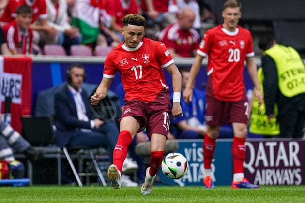 2024-06-15 Hungary v Switzerland - Group A - UEFA EURO, EM, Europameisterschaft,Fussball 2024 COLOGNE, GERMANY - JUNE 15: Ruben Vargas of Switzerland makes a pass during the Group A - UEFA EURO 2024 match between Hungary and Switzerland at Cologne Stadium on June 15, 2024 in Cologne, Germany. (Photo by Joris Verwijst BSR Agency) Cologne Germany Content not available for redistribution in The Netherlands directly or indirectly through any third parties. Copyright: xBSRxAgencyx