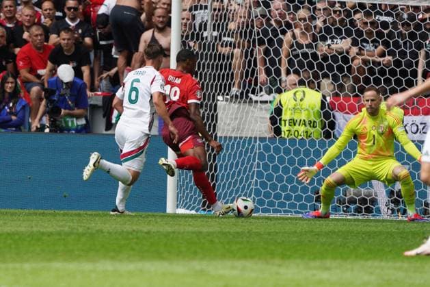 Fussball, UEFA EURO, EM, Europameisterschaft,Fussball 2024, EM 2024, Gruppenphase, Gruppe A, Ungarn-Schweiz Köln Stadion kwadwo duah Schweiz ,erzielte das 0:1