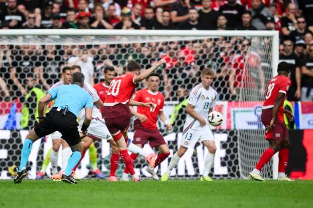 Hungary v Switzerland - UEFA EURO, EM, Europameisterschaft,Fussball 2024 Michel Aebischer of Switzerland scores a goal during the UEFA EURO 2024 group stage football match between Hungary and Switzerland. Cologne Germany Copyright: xNicolòxCampox