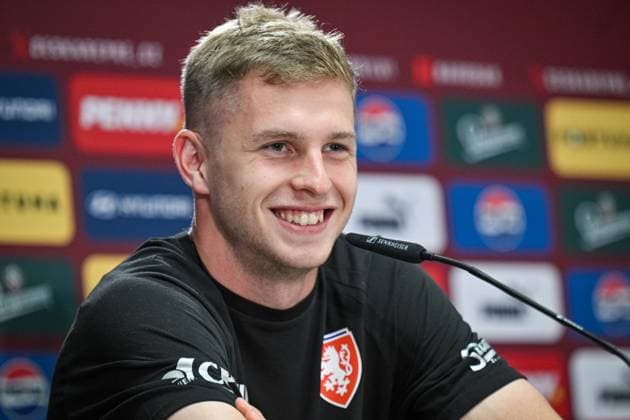 Sport Bilder des Tages Defender David Zima attends a press conference, PK, Pressekonferenz of Czech national football team within the European Football Championships, Norderstedt, Germany, June 15, 2024. (CTKxPhoto VitxSimanek) CTKPhotoP2024061503628  CTKPhotoP2024061503628