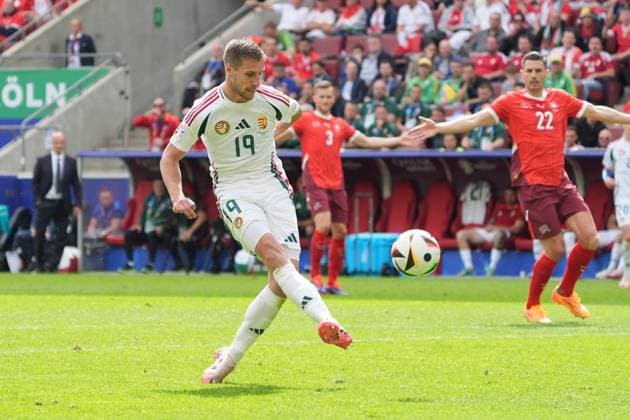 Barnabas Varga (Ungarn, Hungary, 19) zieht ab - Köln 15.06.2024: Schweiz vs. Ungarn, EURO2024 M2, Gruppe A, EM-Arena Köln