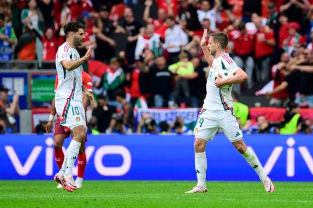 Torjubel zum 1:2 durch Barnabas Varga 19 (Ungarn), Ungarn vs. Schweiz, Fussball, UEFA EURO, EM, Europameisterschaft,Fussball 2024, Gruppenphase, 1. Spieltag, 15.06.2024 Koeln Nordrhein-Westfalen Deutschland