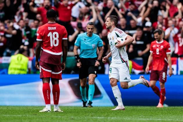 UEFA EURO 2024: Ungarn - Schweiz; 14.06.2024 Jubel zum 1:2 durch Barnabas Varga (Ungarn, 19) UEFA EURO 2024: Ungarn - Schweiz; Cologne Stadium, Köln am 15.06.2024 Copyright: xBEAUTIFULxSPORTS Wunderlx