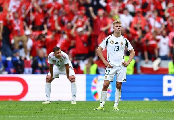 Andras Schäfer of Hungary reacts after Breel Embolo of Switzerland scores to make it 3-1 Hungary v Switzerland, UEFA European Championship, EM, Europameisterschaft 2024, Group A, Football, Cologne Stadium, Cologne, Germany, 15 Jun 2024 EDITORIAL USE ONLY No use with unauthorised audio, video, data, fixture lists, club league logos or live services. Online in-match use limited to 120 images, no video emulation. No use in betting, games or single club league player publications. Copyright: xMichaelxZemanek Shutterstockx 14539265cd