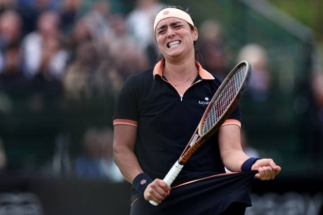 15th June 2024; Lexus Nottingham Tennis Centre, Nottingham, England; Rothesay Nottingham Open, Day 6; A dejected Ons Jabeur after her serve is broken in the tie break against Karolina Pilskova , ladies singles quarter-final match  ActionPlus12654867 ShaunxBrooks
