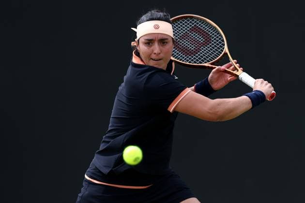 15th June 2024; Lexus Nottingham Tennis Centre, Nottingham, England; Rothesay Nottingham Open, Day 6; Ons Jabeur plays a backhand during her ladies singles quarter-final match against Karolina Pilskova  ActionPlus12654886 ShaunxBrooks