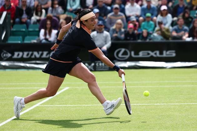 15th June 2024; Lexus Nottingham Tennis Centre, Nottingham, England; Rothesay Nottingham Open, Day 6; Ons Jabeur in action during her ladies singles quarter-final match against Karolina Pilskova  ActionPlus12654899 ShaunxBrooks