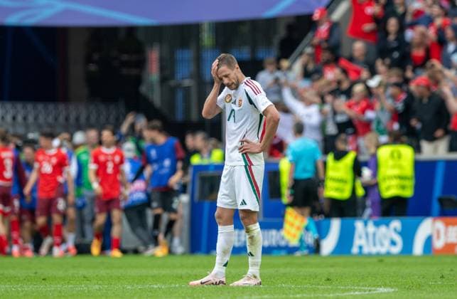 Fussball, Herren, Saison 2023 24, Euro 2024 Gruppe A (1. Spieltag) in Köln, Ungarn - Schweiz, Barnabas Varga (Ungarn), Enttäuschung nach Gegentor zum 1:3, 15.06. 2024, Copyright: xSebastianxRäppold MatthiasxKochx