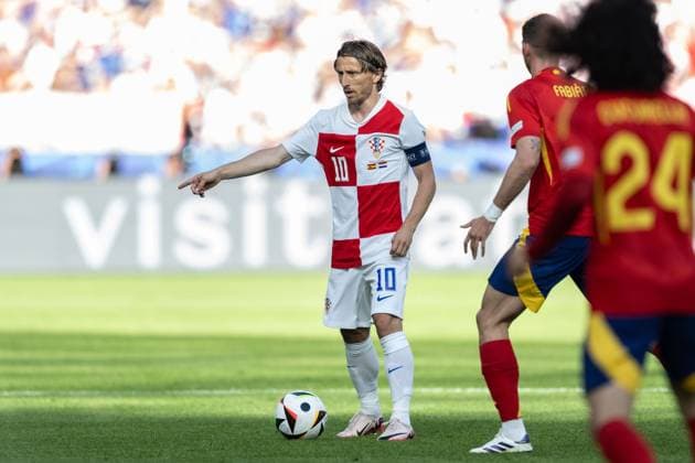 240615 Luka Modric of Croatia during the UEFA EURO, EM, Europameisterschaft,Fussball 2024 Football Championship match between Spain and Croatia on June 15, 2024 in Berlin. Photo: Mathias Bergeld BILDBYRAN kod MB MB0935 fotboll football soccer fotball fotbolls-em europamästerskap em uefa euro uefa european football championship euro 2024 spanien spain kroatien croatia bbeng Copyright: MATHIASxBERGELD BB240615MB041