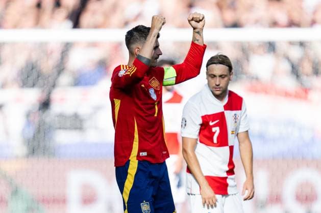 240615 Alvaro Morata celebrates after 1-0 during the UEFA EURO, EM, Europameisterschaft,Fussball 2024 Football Championship match between Spain and Croatia on June 15, 2024 in Berlin. Photo: Mathias Bergeld BILDBYRAN kod MB MB0935 fotboll football soccer fotball fotbolls-em europamästerskap em uefa euro uefa european football championship euro 2024 spanien spain kroatien croatia bbeng jubel Copyright: MATHIASxBERGELD BB240615MB052
