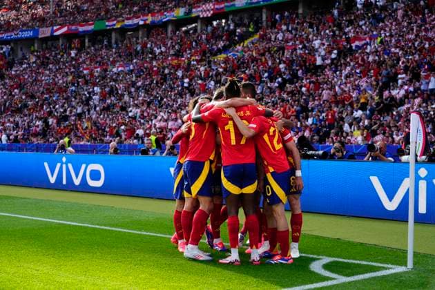 Spain v Croatia: Group B - UEFA EURO, EM, Europameisterschaft,Fussball 2024 Fabian Ruiz central midfield of Spain and Paris Saint-Germain celebrates after scoring his sides first goal during the UEFA EURO 2024 group stage match between Spain and Croatia at Olympiastadion on June 15, 2024 in Berlin, Germany. Berlin Germany  Copyright: xJosexBretonx originalFilename:breton-spainvcr240615_npH4y.jpg
