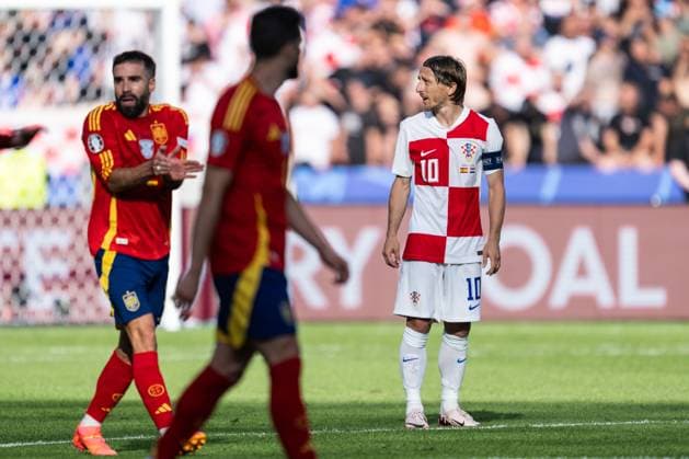 240615 Luka Modric of Croatia looks dejected after 1-0 during the UEFA EURO, EM, Europameisterschaft,Fussball 2024 Football Championship match between Spain and Croatia on June 15, 2024 in Berlin. Photo: Mathias Bergeld BILDBYRAN kod MB MB0935 fotboll football soccer fotball fotbolls-em europamästerskap em uefa euro uefa european football championship euro 2024 spanien spain kroatien croatia bbeng jubel Copyright: MATHIASxBERGELD BB240615MB059