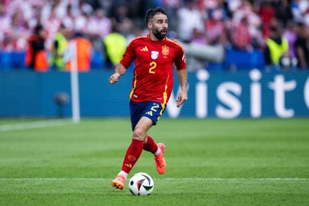 240615 Daniel Carvajal of Spain during the UEFA EURO, EM, Europameisterschaft,Fussball 2024 Football Championship match between Spain and Croatia on June 15, 2024 in Berlin. Photo: Mathias Bergeld BILDBYRAN kod MB MB0935 fotboll football soccer fotball fotbolls-em europamästerskap em uefa euro uefa european football championship euro 2024 spanien spain kroatien croatia bbeng Copyright: MATHIASxBERGELD BB240615MB093
