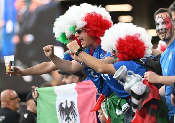 June 15, 2024, Dortmund, Germany: Italian supporters gesture ahead of the UEFA EURO, EM, Europameisterschaft,Fussball 2024 group B match between Italy and Albania at the BVB Stadion Dortmund, Germany, 15 June 2024. ANSA DANIEL DAL ZENNAR0 UEFA EURO 2024  - ZUMAa110 20240615_zaf_a110_036 Copyright: xDanielxDalxZennarox