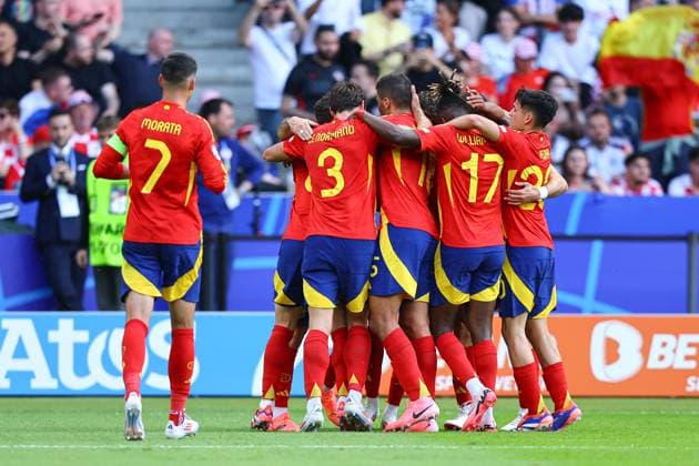 2024.06.15 Berlin Pilka nozna Reprezentacja Mistrzostwa Europy EURO 2024 Niemcy Hiszpania - Chorwacja N z bramka gol radosc na 3-0 Dani Carvajal Foto Pawel Andrachiewicz PressFocus 2024.06.15 Wien Football European Championships 2024 EURO 2024 Germany Spain - Croatia bramka gol radosc na 3-0 Dani Carvajal Credit: Pawel Andrachiewicz PressFocus NEWSPIX.PL --- Newspix.pl  20240615_PF_PA056