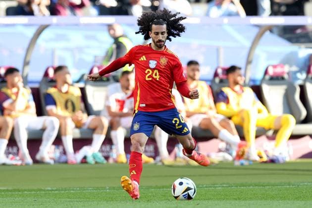 Fußball UEFA EURO, EM, Europameisterschaft,Fussball 2024 Gruppenphase 1. Spieltag Spanien - Kroatien am 15.06.2024 im Olympiastadion Berlin in Berlin Marc Cucurella ( Spanien )