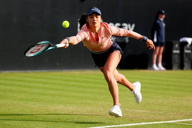 15th June 2024; Lexus Nottingham Tennis Centre, Nottingham, England; Rothesay Nottingham Open, Day 6; Emma Raducanu in action during her match against Katie Boulter , womens singles semi-final  ActionPlus12655011 ShaunxBrooks