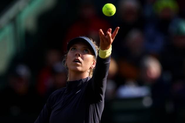 15th June 2024; Lexus Nottingham Tennis Centre, Nottingham, England; Rothesay Nottingham Open, Day 6; Katie Boulter serves to Emma Raducanu , womens singles semi-final  ActionPlus12655018 ShaunxBrooks