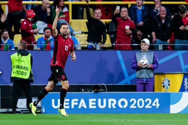 UEFA EURO, EM, Europameisterschaft,Fussball 2024: Gruppenspiel Italien - Albanien; 15.06.2024 Jubel zum 0:1 durch Nedim Bajrami (Albanien, 10) UEFA EURO 2024: Gruppenspiel Italien - Albanien; BVB Stadion Dortmund, Dortmund am 15.06.2024 Copyright: xBEAUTIFULxSPORTS Meuselx
