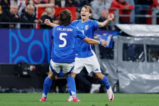Italy v Albania: Group B - UEFA EURO, EM, Europameisterschaft,Fussball 2024 Riccardo Calafiori of Italy and Nicolo Barella of Italy celebrate goal during the UEFA EURO 2024 group stage match between Italy and Albania at Football Stadium Dortmund on June 15, 2024 in Dortmund, Germany. Dortmund Football Stadium Dortmund Germany Germany Copyright: xRichardxSellers Sportsphoto APLx 14040729