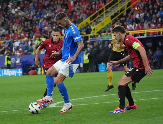 15.06.2024, Signal-Iduna Park, Dortmund, GER, EM UEFA 2024, Group B, Italy vs Albania, im Bild Italy™s forward 09 Gianluca Scamacca Defodi-506_20240615_hbr_0693