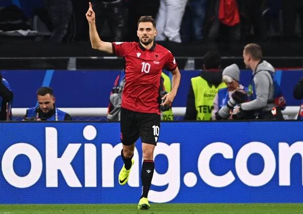 Fußball EURO 2024 Italy - Albania 8708369 15.06.2024 Albania s Nedim Bajrami celebrates his goal during the UEFA EURO, EM, Europameisterschaft,Fussball 2024 Group B soccer match between Italy and Albania at BVB Stadion, in Dortmund, Germany. Alexey Filippov Sputnik Dortmund Germany  Copyright: xAlexeyxFilippovx