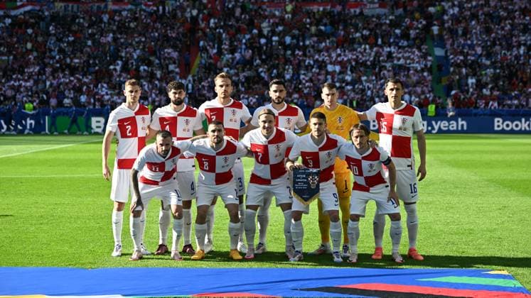 Berlin, Germany, 150624. Olympiastadion. Football match UEFA EURO, EM, Europameisterschaft,Fussball 2024 Group B, Spain - Croatia. In the photo: Croatian national team, Nationalteam Photo: Ante Cizmic CROPIX Croatia Copyright: xxAntexCizmicx spanjolska_hrvatska17-150624