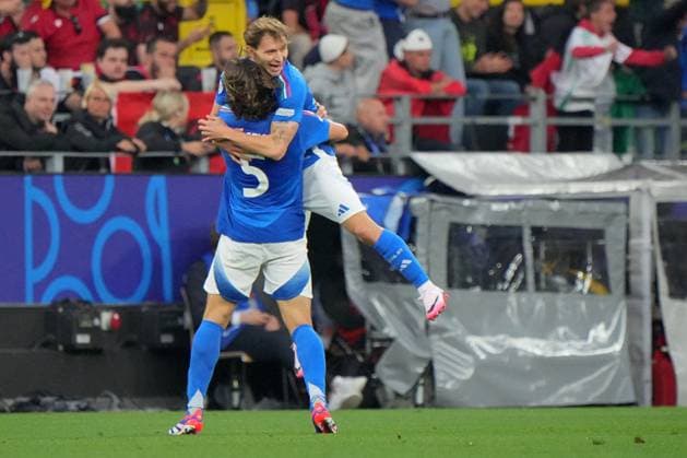 UEFA European Football Championship - UEFA EURO, EM, Europameisterschaft,Fussball 2024 - Italy vs Albania Nicolo Barella of Italy celebrates after scoring a goal with Riccardo Calafiori of Italy during UEFA Euro 2024 - Italy vs Albania, UEFA European Football Championship in Dortmund, Germany, June 15 2024 Dortmund Germany  Copyright: xIPAxSport ABACAx