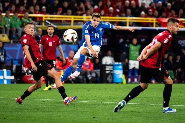 240615 Federico Chiesa of Italy during the UEFA EURO, EM, Europameisterschaft,Fussball 2024 Football Championship match between Italy and Albania on June 15, 2024 in Dortmund. Photo: Jesper Zerman BILDBYRAN kod JZ JZ0538 fotboll football soccer fotball fotbolls-em europamästerskap em uefa euro uefa european football championship euro 2024 italy albanien albania bbeng Copyright: JESPERxZERMAN BB240615JZ085