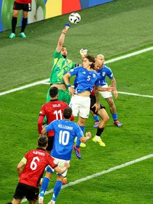 Gianluigi Donnarumma of Italy makes a save Italy v Albania, UEFA European Championship, EM, Europameisterschaft 2024, Group B, Football, BVB Stadion, Dortmund, Germany, 15 Jun 2024 EDITORIAL USE ONLY No use with unauthorised audio, video, data, fixture lists, club league logos or live services. Online in-match use limited to 120 images, no video emulation. No use in betting, games or single club league player publications. Copyright: xKieranxMcManus Shutterstockx 14539296bw
