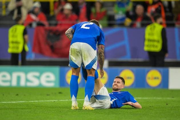 Fußball, UEFA EURO, EM, Europameisterschaft,Fussball 2024, 20240615, Italien - Albanien. Im Bild Giovanni DI LORENZO (Italien, 2) löst Krampf JORGINHO (Italien, 8). Dortmund BVB Stadion Dortmund Nordrhein-Westfalen Deutschland Copyright: Passion2Press MarkusxFischerx