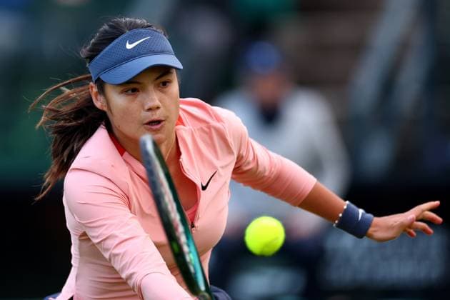 Sport Bilder des Tages 15th June 2024; Lexus Nottingham Tennis Centre, Nottingham, England; Rothesay Nottingham Open, Day 6; Emma Raducanu in action during her match with Katie Boulter , womens singles semi-final  ActionPlus12655052 ShaunxBrooks