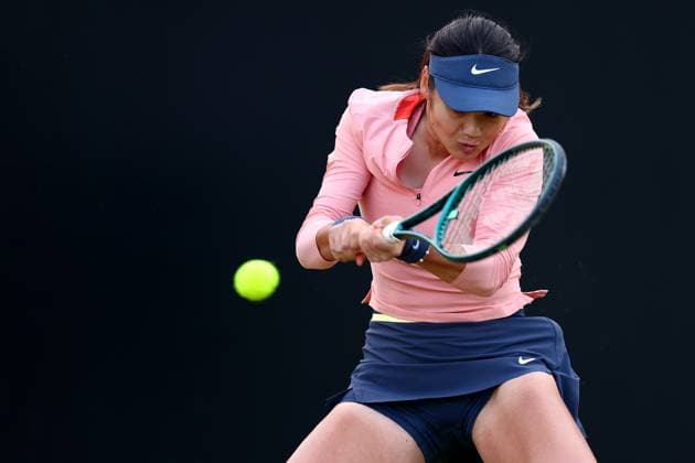15th June 2024; Lexus Nottingham Tennis Centre, Nottingham, England; Rothesay Nottingham Open, Day 6; Emma Raducanu in action during her match with Katie Boulter , womens singles semi-final  ActionPlus12655053 ShaunxBrooks