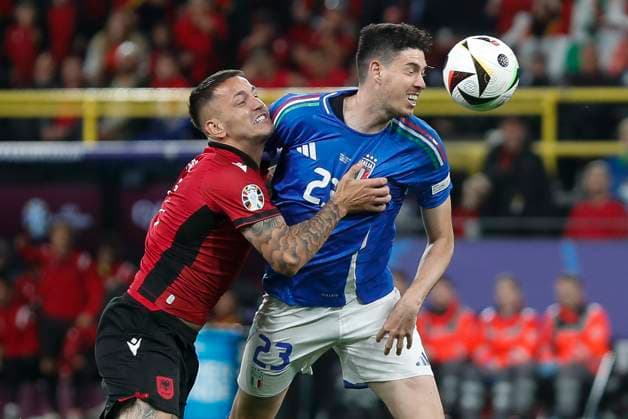 Italy v Albania UEFA EURO, EM, Europameisterschaft,Fussball 2024 Group B Rey Manaj of Albania and Alessandro Bastoni of Italy in action during the UEFA Euro 2024 Group B match between Italy and Albania at Signal Iduna Park, Dortmund Copyright: xPaulxChestertonx FIL-20282-0212 UK Newspapers OUT