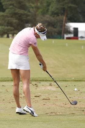 GRAND RAPIDS, MI - JUNE 15: LPGA, Golf Damen golfer Lexi Thompson hits balls on the practice range after finishing her 3rd round during the LPGA Meijer LPGA Classic for Simply Give on June 15th, 2024, at Blythefield Country Club in Grand Rapids, Michigan. (Photo by Brian Spurlock Icon Sportswire) GOLF: JUN 15 LPGA Meijer LPGA Classic for Simply Give EDITORIAL USE ONLY Icon24061555