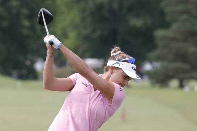 GRAND RAPIDS, MI - JUNE 15: LPGA, Golf Damen golfer Lexi Thompson hits balls on the practice range after finishing her 3rd round during the LPGA Meijer LPGA Classic for Simply Give on June 15th, 2024, at Blythefield Country Club in Grand Rapids, Michigan. (Photo by Brian Spurlock Icon Sportswire) GOLF: JUN 15 LPGA Meijer LPGA Classic for Simply Give EDITORIAL USE ONLY Icon24061556