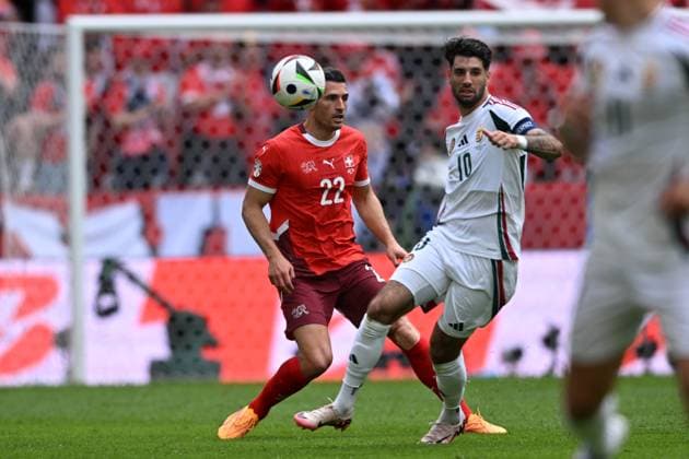 Dominik Szoboszlai (Hungary)Fabian Schar (Switzerland) during the UEFA EURO, EM, Europameisterschaft,Fussball Germany 2024 match between Hungary 1-3 Switzerland at Cologne Stadium on June 15, 2024 in Cologne, Germany. Noxthirdxpartyxsales  (256543348)